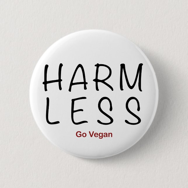 Weniger Schaden - Vegan werden Button (Vorderseite)
