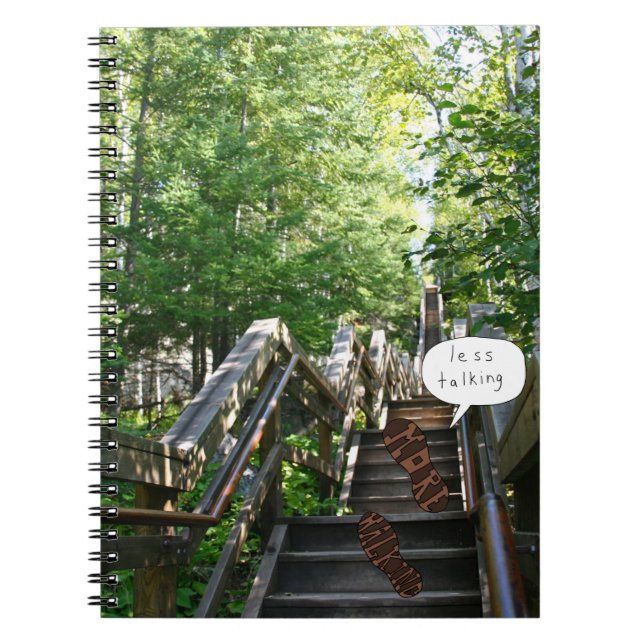 Weniger Talking Mehr Talking Stairs Notebook Notizblock (Vorderseite)