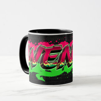 Wenke Vorname Name Graffiti red green Tasse