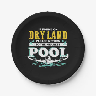 Wenn auf trockenem Land Zurück zum Pool-Schwimmtea Pappteller