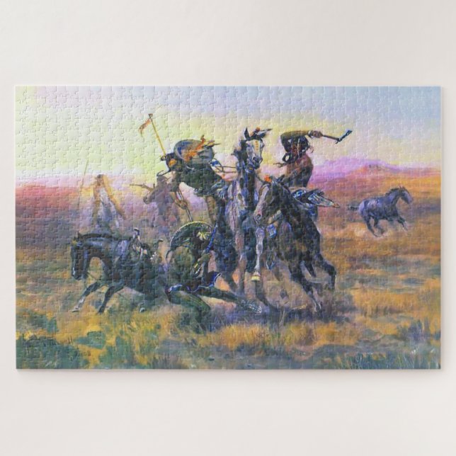 Wenn Blackfoot und Sioux CM Russell treffen Puzzle (Horizontal)