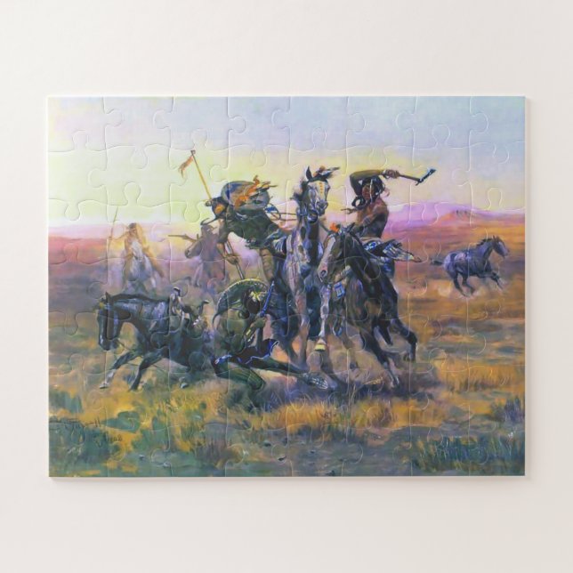Wenn Blackfoot und Sioux CM Russell treffen Puzzle (Horizontal)