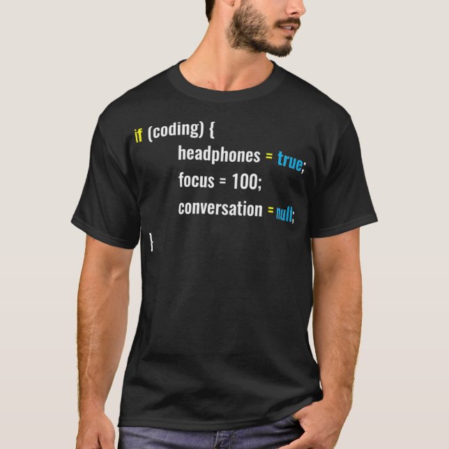 Wenn Coding Kopfhörer Design Funny Programmieren J T-Shirt (Vorderseite)