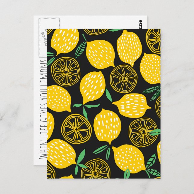 Wenn das Leben dir Lemons Sonnengelbe Zitrone gibt Postkarte (Vorne/Hinten)