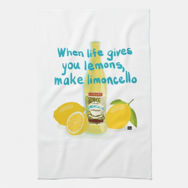 Wenn das Leben dir Zitronen gibt - Mach Limoncello Geschirrtuch (Vertikal)