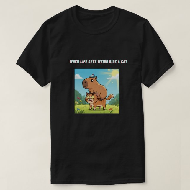 Wenn das Leben eine Katze merkwürdig macht T-Shirt (Design vorne)