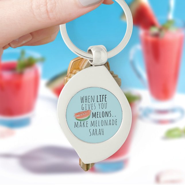 Wenn das Leben Ihnen Melonen Spaß Wassermelone Sch Schlüsselanhänger (When life gives you melons - make melonade! Just add your name to this cute watermelon keychain)
