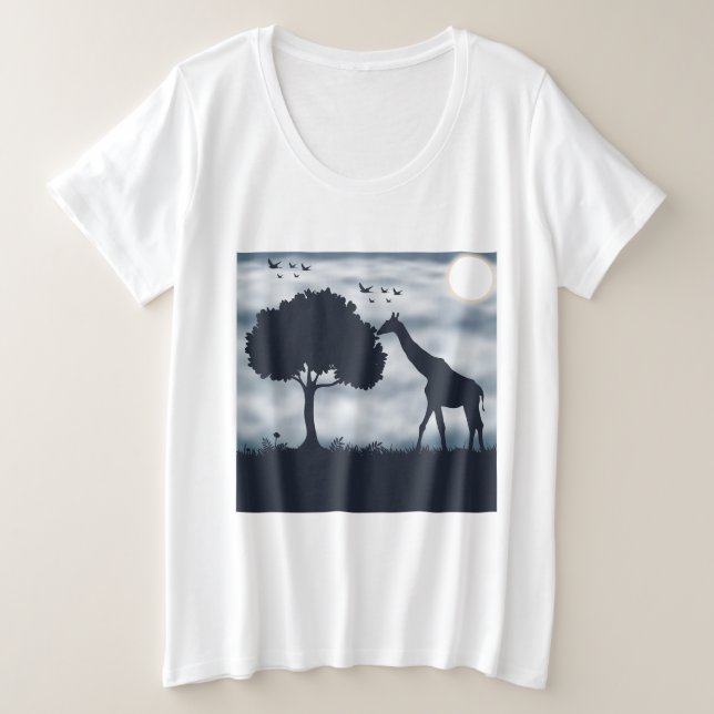 Wenn der Mond zur Giraffe flüstert Große Größe T-Shirt (Design vorne)