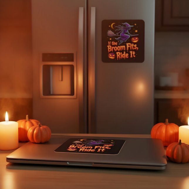 Wenn der Raum passt zu Reiten Es Halloween-Design Quadratischer Aufkleber (Von Creator hochgeladen)