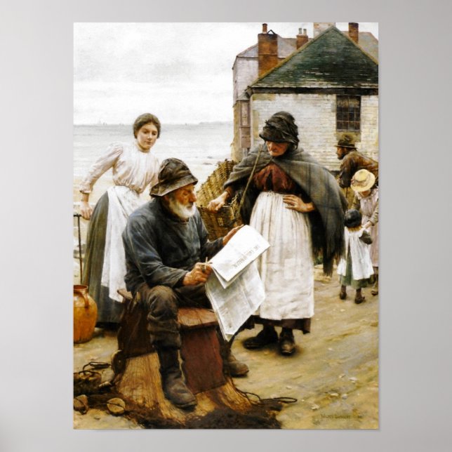 Wenn die Boote weg sind Walter Langley Poster (Vorne)