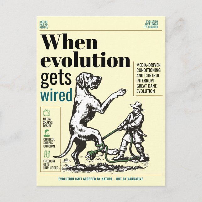 Wenn die Evolution verdrahtet wird, sind Great Dan Postkarte (Vorderseite)