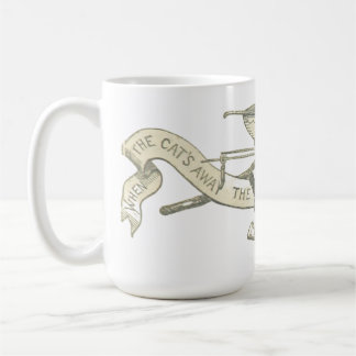 "Wenn die Katze weg ist, tanzt die Maus" Vintage Kaffeetasse
