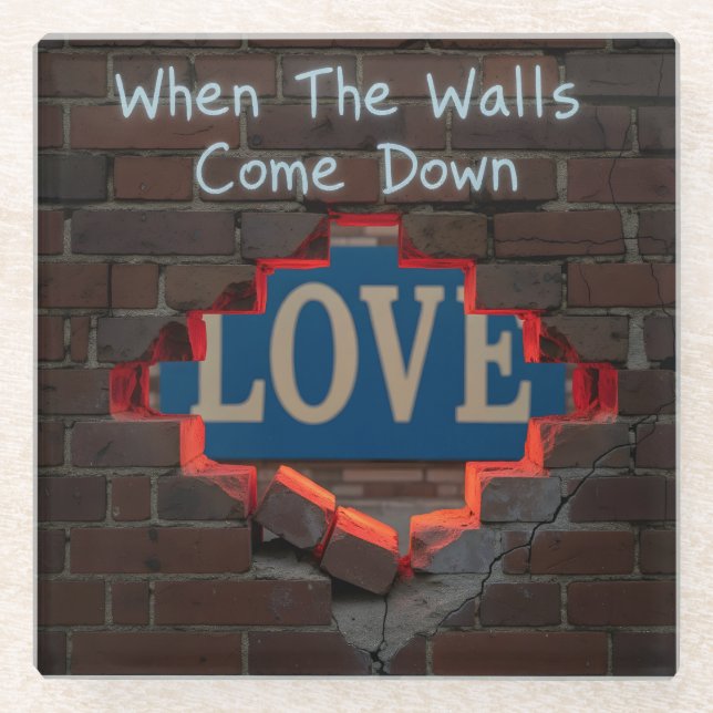 Wenn die Wände herunterkommen Glasuntersetzer (Vorderseite)