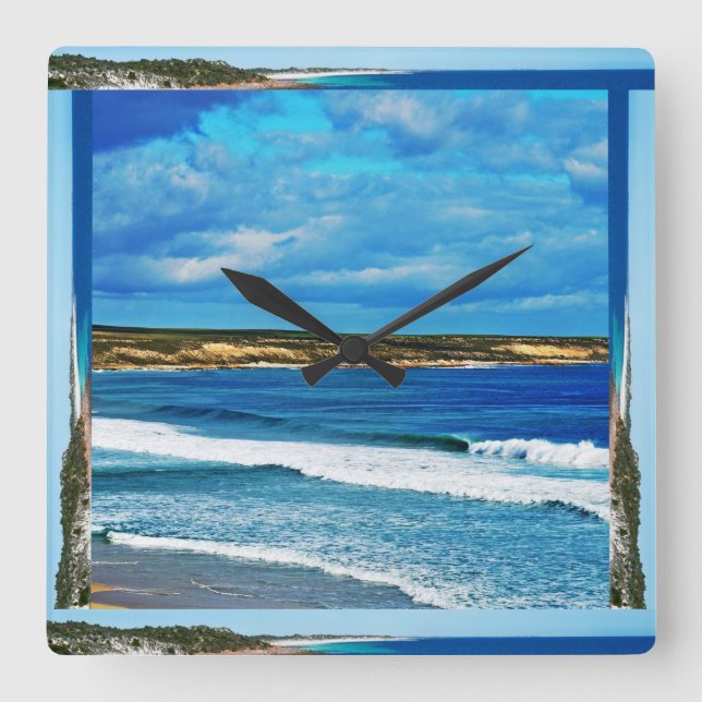 Wenn die Wellen des Strandes hereinkommen, Quadratische Wanduhr (Vorderseite)