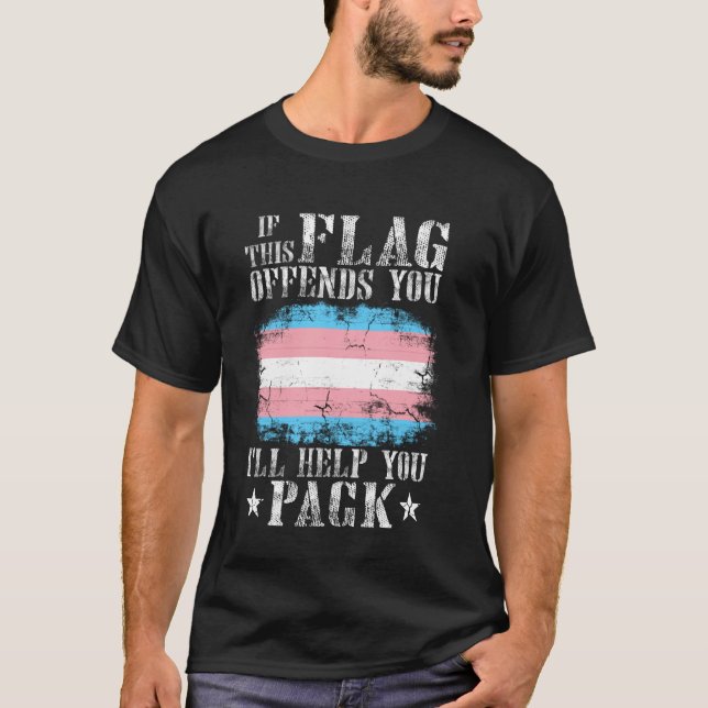 Wenn diese Flagge dich vor Trans Rainbow Pride Tra T-Shirt (Vorderseite)
