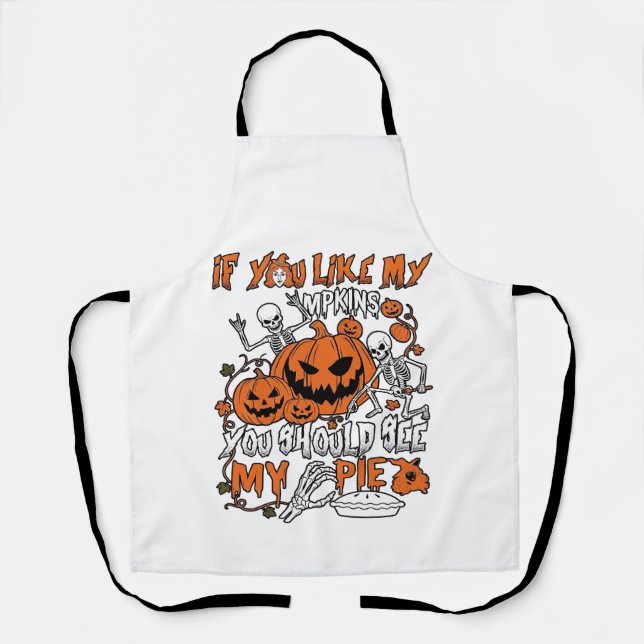 Wenn dir Halloween-Kürbisskelett-Pie gefällt_1 Schürze (Vorderseite)