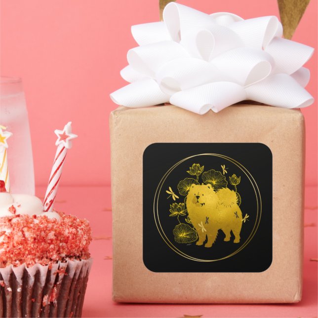 WENN DRAGONS FLY Chow Quadratischer Aufkleber (Party)