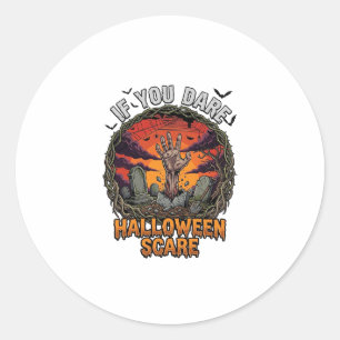 Wenn Du Dich Traust Halloween Erschreckender Zombi Runder Aufkleber