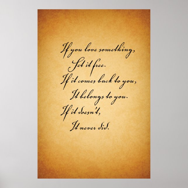 Wenn du etwas Liebe hast. . . Poster (Vorne)