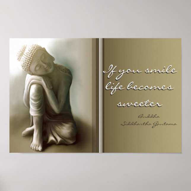 Wenn du lächelst... Buddha Zitat Poster (Vorne)