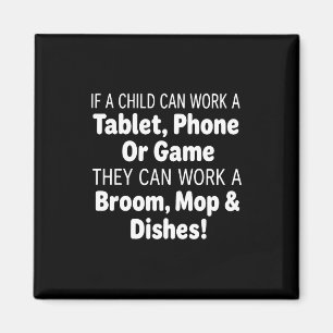 Wenn ein Kind ein Tablet Telefon Besen Mopp bedien Magnet