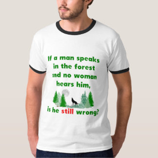 Wenn ein Mann im Waldscherzenden T - Shirt spricht