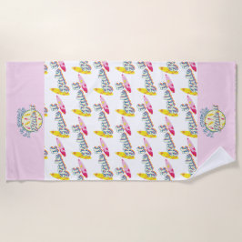 Wenn es anschwellt reiten, surfen sie mädchenhaft strandtuch