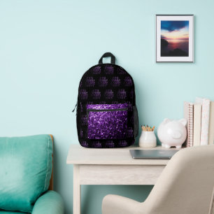 Wenn es Funkelnd und Lila ist, wollte ich Schwarze Bedruckter Rucksack