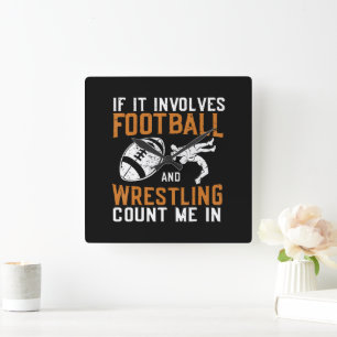 Wenn es Fußball und Wrestling beinhaltet, zähl mic Quadratische Wanduhr
