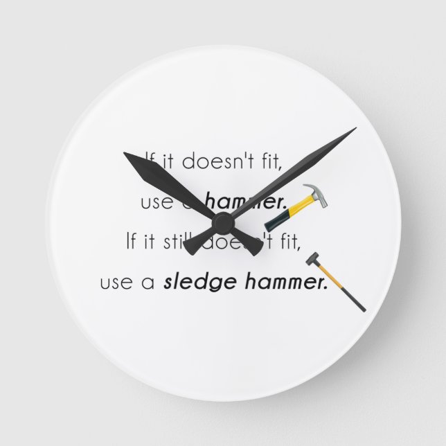 Wenn es nicht passt, runde wanduhr (Vorderseite)