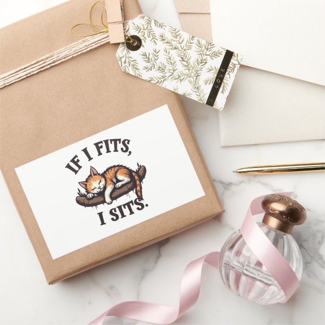 Wenn es passt, sitze ich lustige Schläfchen Katze  Rechteckiger Aufkleber (Schenken)