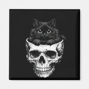 Wenn es passt sitzt schwarze Katzen-Schädel gothic Magnet