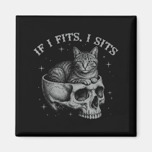 Wenn es passt sitzt schwarze Katzen-Schädel gothic Magnet