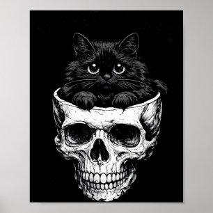 Wenn es passt sitzt schwarze Katzen-Schädel gothic Poster