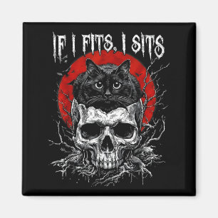 Wenn es passt sitzt schwarze Katzen-Schädel gothis Magnet