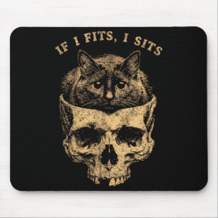 Wenn es passt, sitzt schwarze Katzen-Schädel-Minim Mousepad