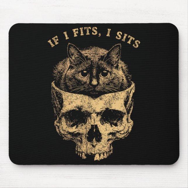 Wenn es passt, sitzt schwarze Katzen-Schädel-Minim Mousepad (Vorne)