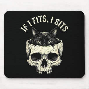 Wenn es passt, sitzt schwarze Katzen-Schädel-Minim Mousepad