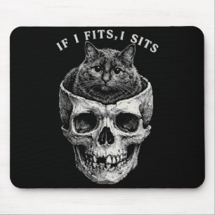 Wenn es passt, sitzt schwarze Katzenschädel lustig Mousepad