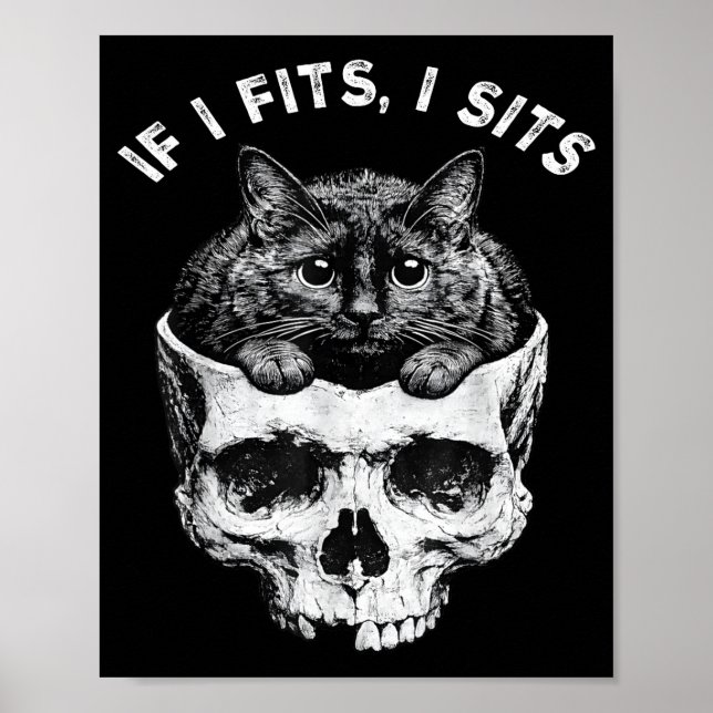 Wenn es passt sitzt schwarze Katzenschädel minimal Poster (Vorne)