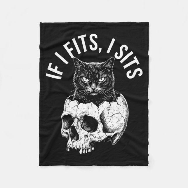 Wenn es passt sitzt Schwarzer Totenkopf Katze Mini Fleecedecke (Vorderseite)