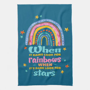 Wenn es regnet, suchen Sie nach Regenbogen Geschirrtuch