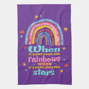 Wenn es regnet, suchen Sie nach Regenbogen Geschirrtuch