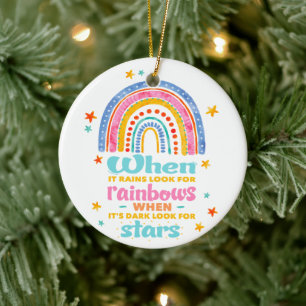 Wenn es regnet, suchen Sie nach Regenbogen Keramik Ornament