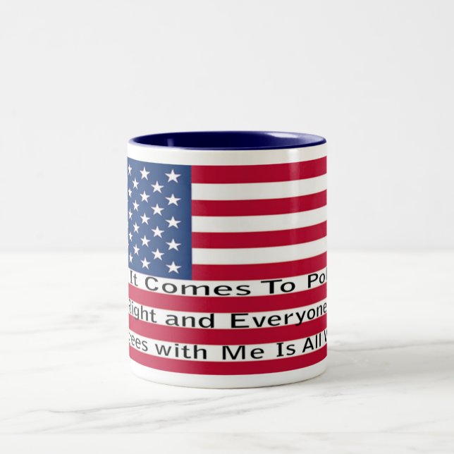 Wenn es um Politik geht Zweifarbige Tasse (Mittel)