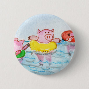 Wenn Ferkel schwimmen - Schwimmen-Schweine Button