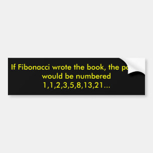 Wenn Fibonacci das Buch schrieb, würden die Autoaufkleber