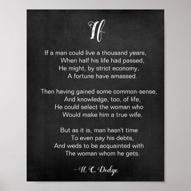 Wenn Gedicht von Reginald H. C. Dodge Black and Wh Poster (Vorne)