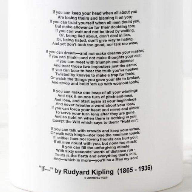 Wenn Gedicht von Rudyard Kipling (inspirierendes G Tasse (Infamous and immortal poem "If-" by Rudyard Kipling on this mug)
