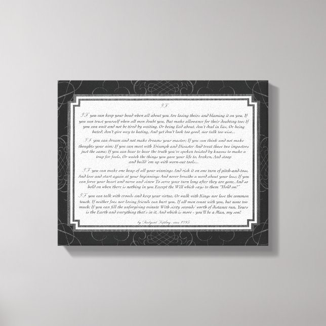 Wenn Gedicht von Rudyard Kipling Leinwanddruck (Vorderseite)
